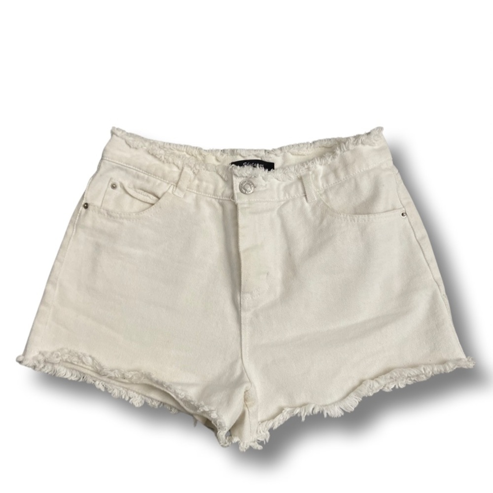 White High Waisted Jean Shorts